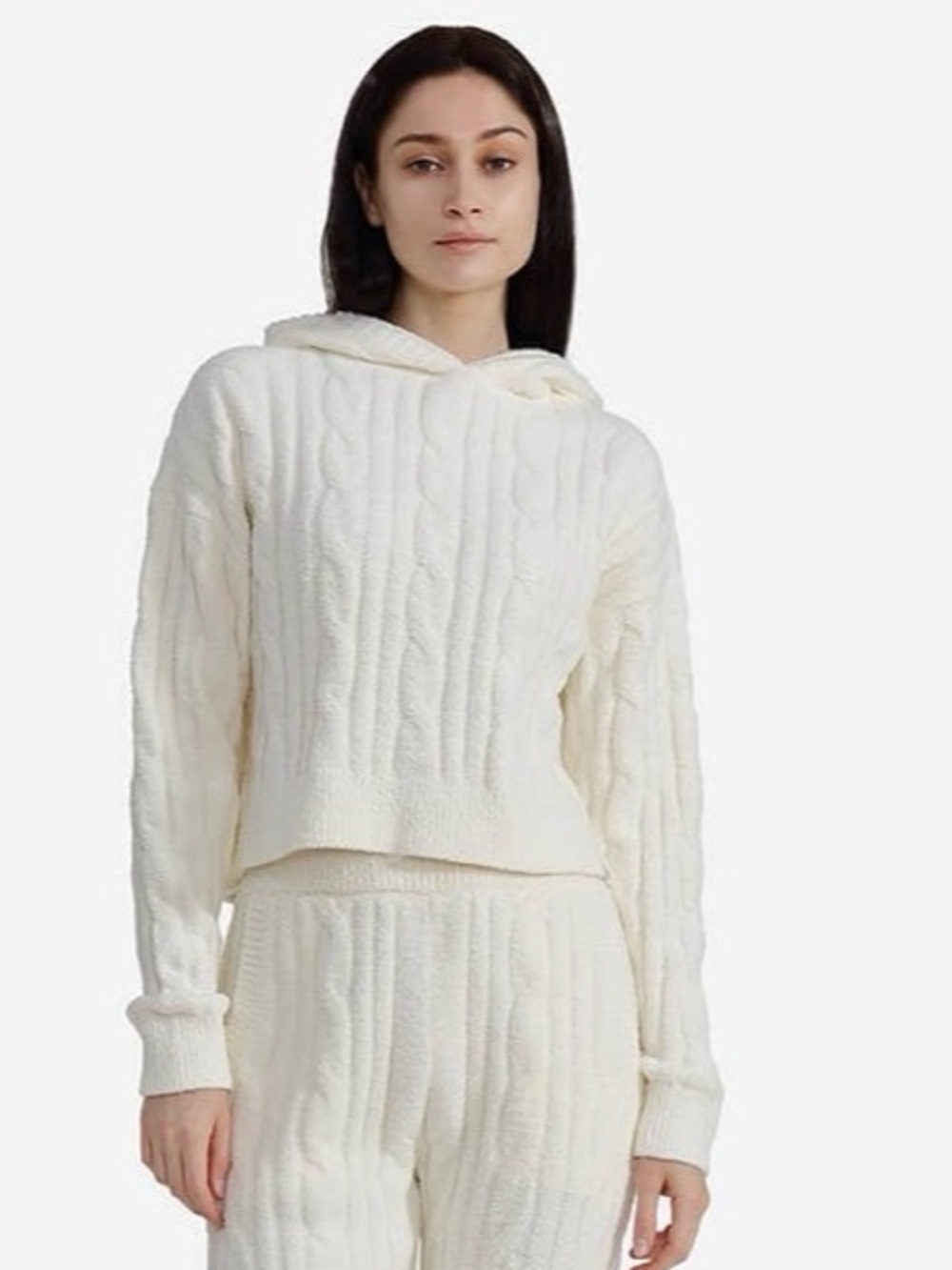 Sunday Citizen Snug Lite Braided Cropped Hoodie Off White